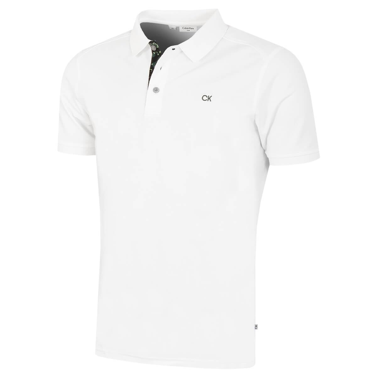 Calvin Klein Mens 2025 Campus 3 Button Ribbed Collar Golf Polo Shirt