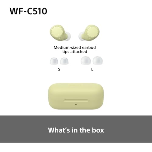 Sony WF-C510 Truly Wireless Earbuds – Small, Light, Bluetooth In Ear Headphones with Multipoint Connection, Ambient Sound, IPX4 Rating, Spotify Tap, Quick Charge, 22 HR Battery, iOS & Android - White