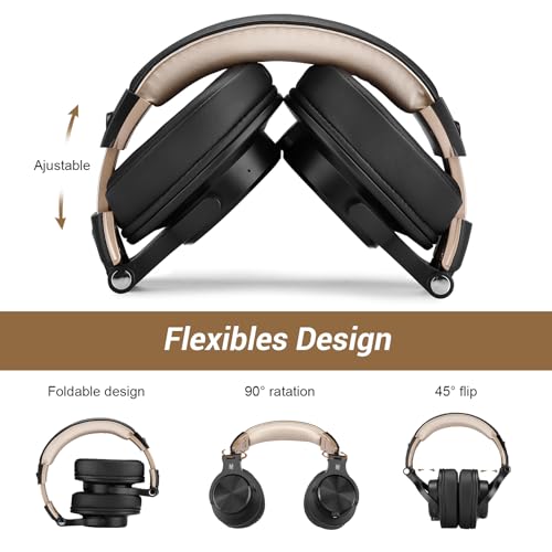 OneOdio A70 Bluetooth Headphones Over Ear, 72 Hrs Playtime, Monitor Level Stereo Sound Quality, Foldable Wireless&Wired DJ Headphone, Professional Studio Headphones for DJ/TV/PC/Phone