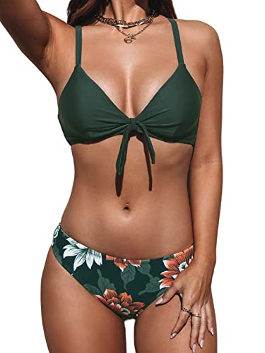 CUPSHE Women's Bikini Sets V Neck Knot Bunny Tie Low Waisted