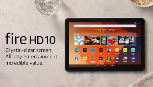 Certified Refurbished Amazon Fire HD 10 tablet, 10.1" vibrant Full HD screen, octa-core processor, 3 GB RAM, up to 13-h battery life, latest model (2023 release), 32 GB, Black, with adverts