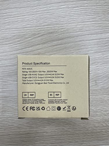 TESSAN Universal Travel Adapter Worldwide with 2 USB C and 2 USB A Ports