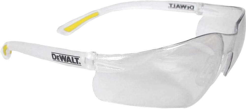 DEWALT Contractor Pro ToughCoat Safety Glasses - Clear Lightweight Protective Safety Glasses with Wraparound Frame -Yellow/Clear (Packaging May Vary)