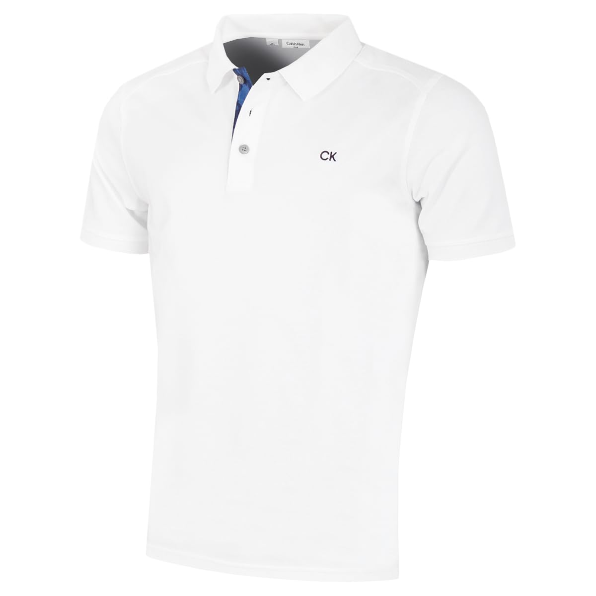 Calvin Klein Mens 2025 Campus 3 Button Ribbed Collar Golf Polo Shirt