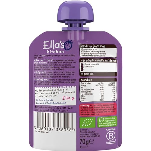 Ella's Kitchen First Taste Prunes 70g, Pack of 7, (Packing May Vary)