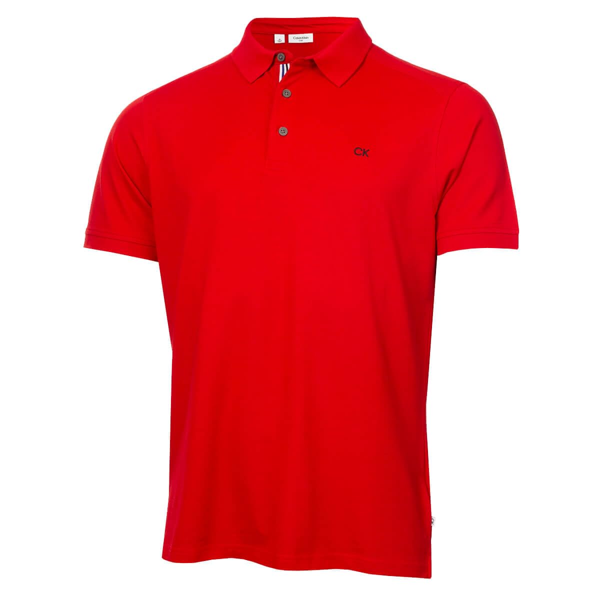 Calvin Klein Mens 2025 Campus 3 Button Ribbed Collar Golf Polo Shirt
