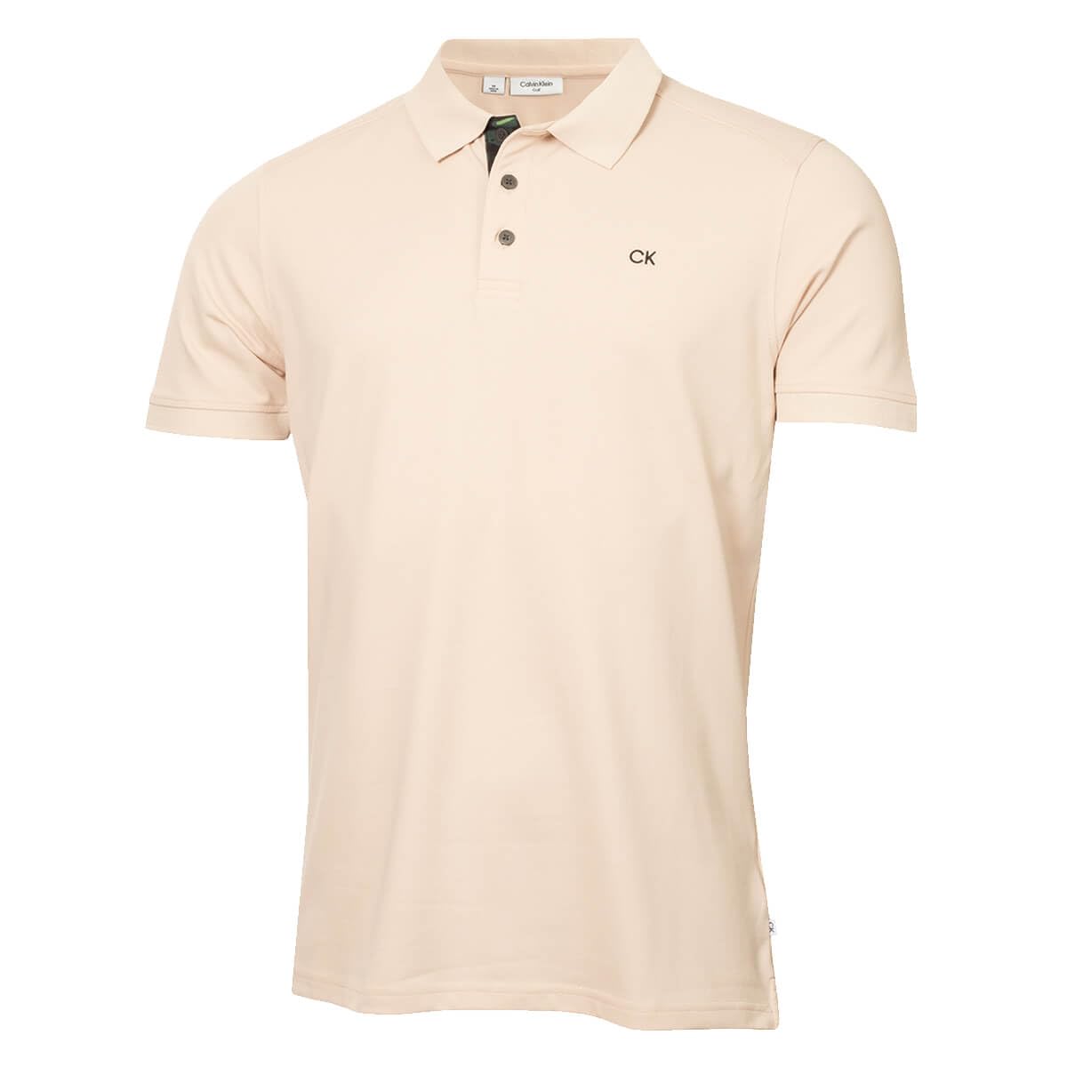 Calvin Klein Mens 2025 Campus 3 Button Ribbed Collar Golf Polo Shirt
