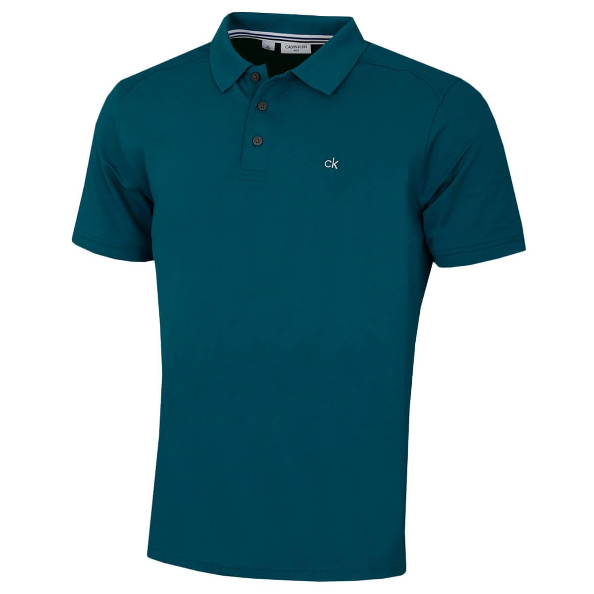 Calvin Klein Mens 2025 Campus 3 Button Ribbed Collar Golf Polo Shirt