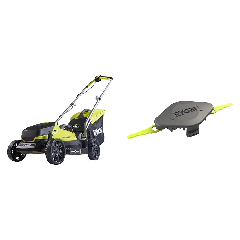Ryobi 18V ONE+ Cordless Lawnmower and Grass Trimmer Kit (1 x 4.0Ah), Green
