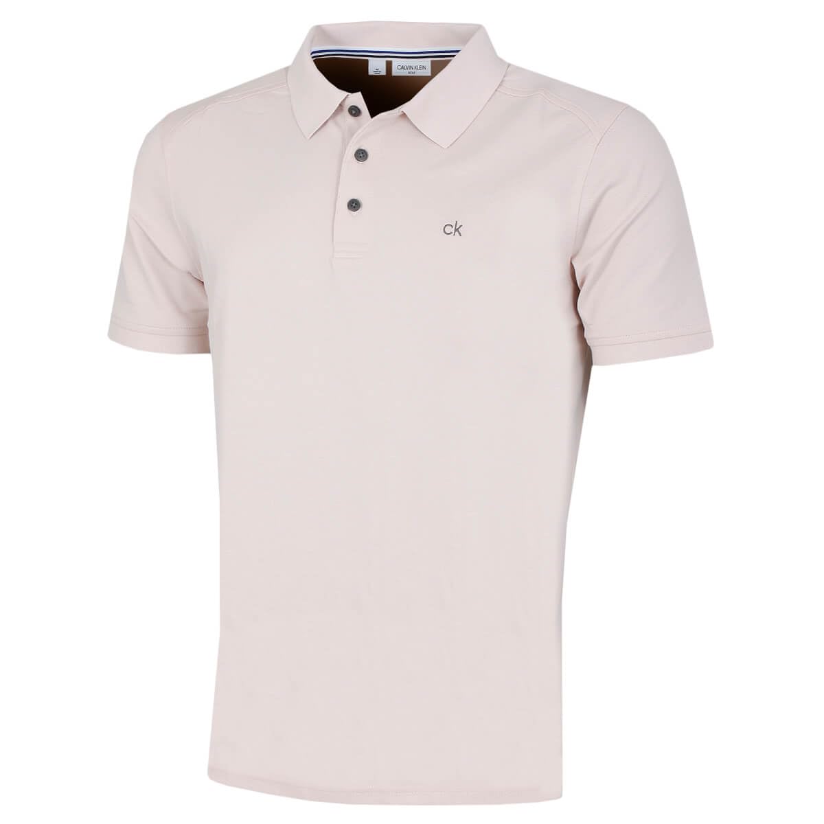 Calvin Klein Mens 2025 Campus 3 Button Ribbed Collar Golf Polo Shirt
