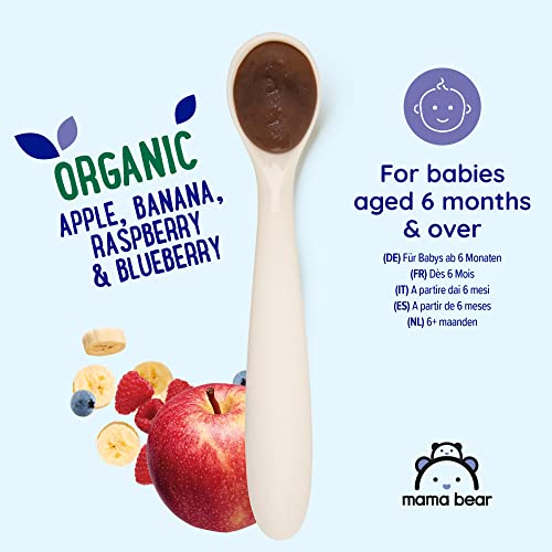 Amazon Brand - Mama Bear Fruit Pouch, Organic Apple, Banana and Strawberry Purée, vegetarian, 90 g (Pack of 6)