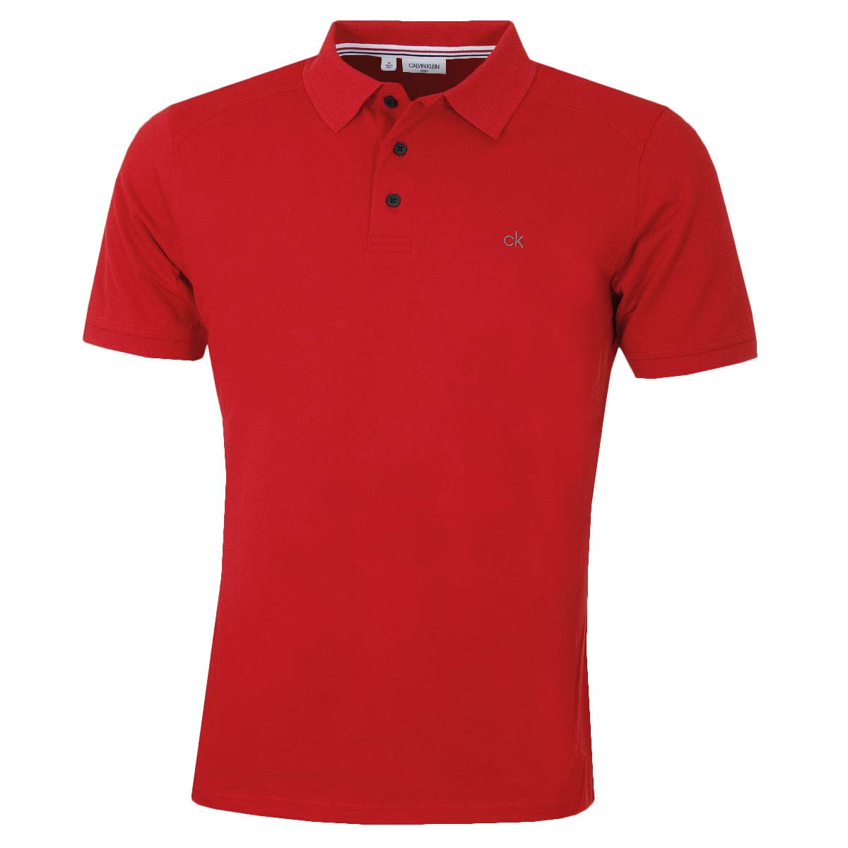 Calvin Klein Mens 2025 Campus 3 Button Ribbed Collar Golf Polo Shirt