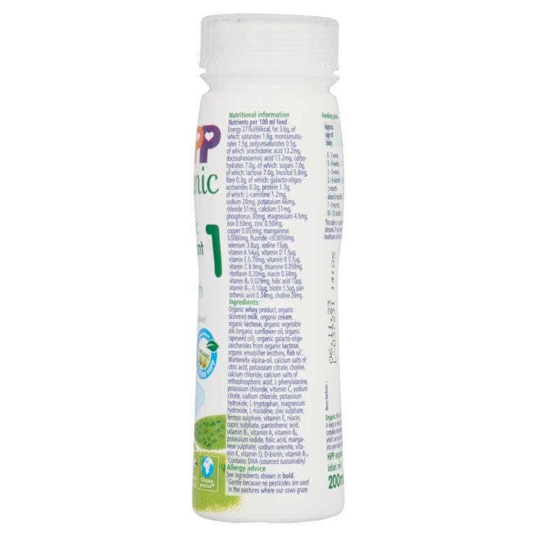HiPP Organic 1 First Milk Ready To Feed 200ml (pack of 6)