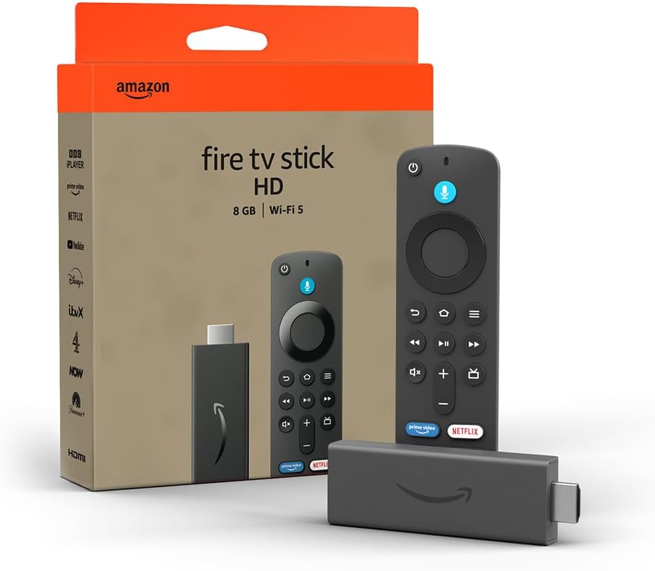 Amazon Fire TV Stick HD (Newest gen), free and live TV, Alexa Voice Remote, smart home controls, HD streaming