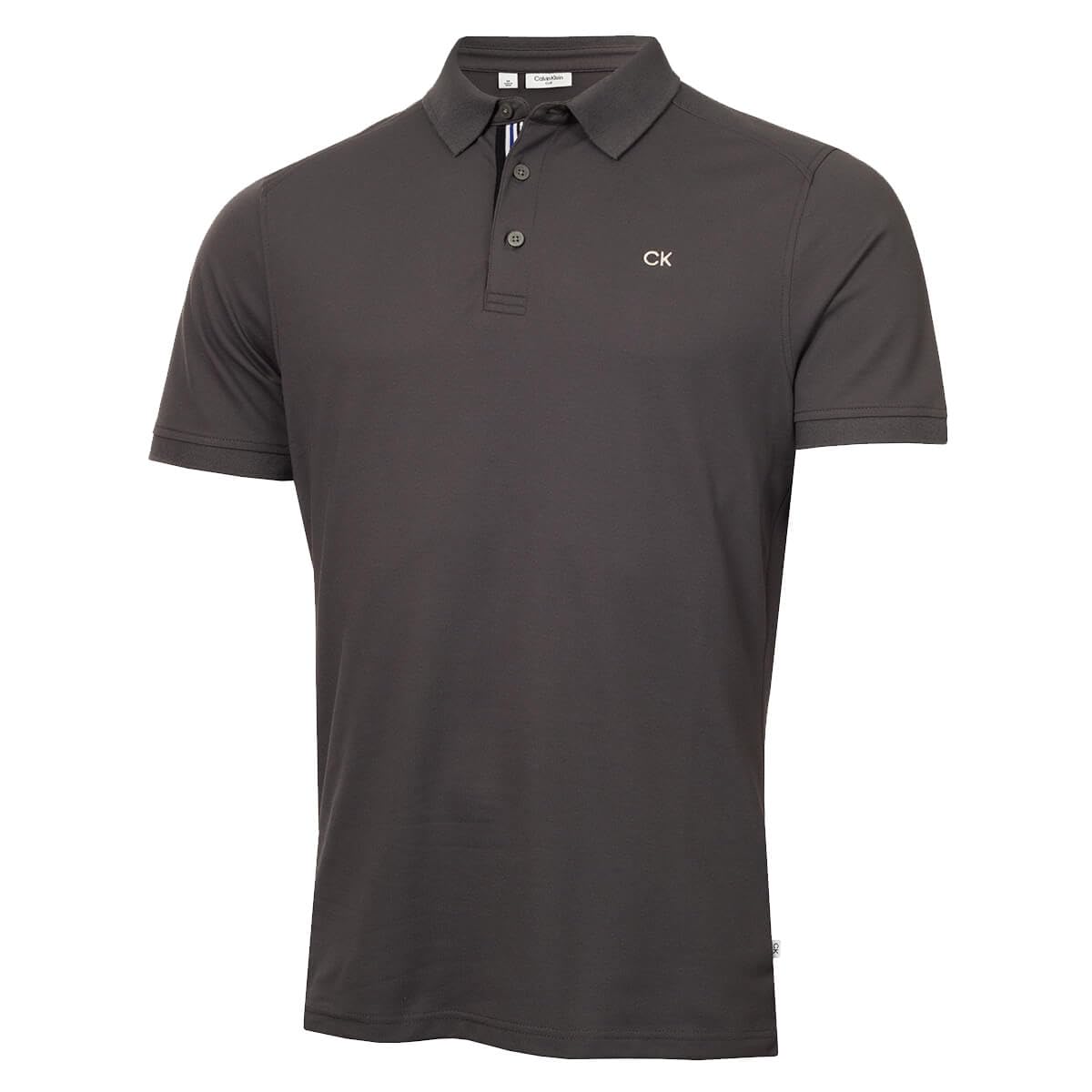Calvin Klein Mens 2025 Campus 3 Button Ribbed Collar Golf Polo Shirt