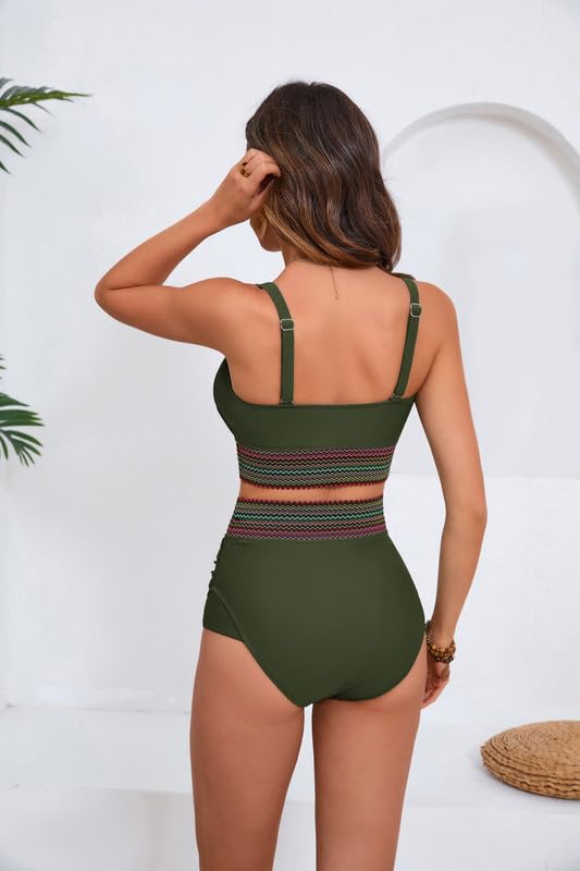 Women's Plus Size Bikini Set Tummy Control Swimwear Twist Cross Push Up Bikini Top and High Waist Bikini Bottoms Soft Swimming Costume Curvy Swimsuits with Adjustable Shoulder Straps
