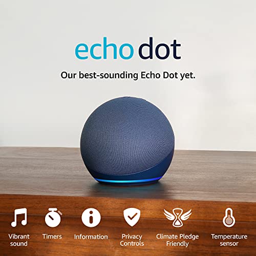 Certified Refurbished Echo Dot (5th generation, 2022 release) smart Bluetooth speaker with Alexa | Deep Sea Blue