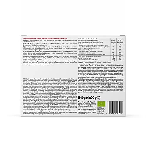 Amazon Brand - Mama Bear Fruit Pouch, Organic Apple, Banana and Strawberry Purée, vegetarian, 90 g (Pack of 6)