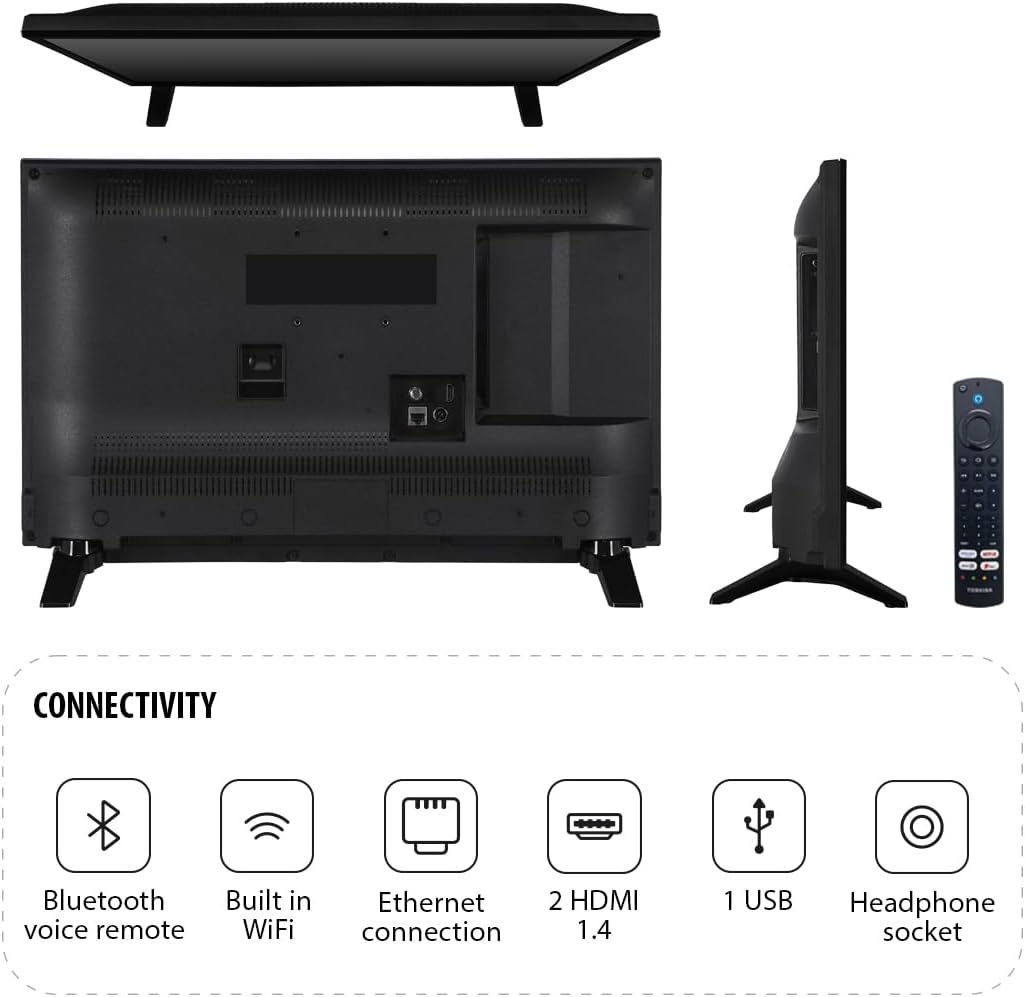 Toshiba 24WF2F53DB 24 Inch HD Ready Smart TV, TRU Resolution, TRU Micro Dimming, HDR10, Dolby Audio