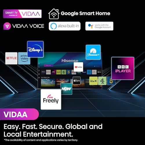 Hisense 43 Inch 4K Smart TV 43E6NTUK - Dolby Vision, Game Mode PLUS with 60Hz VRR ALLM, Smooth Motion, AI Sports Mode, Vidaa OS with Freely, Youtube, Netflix and Disney+ & Now TV (2024 Model)