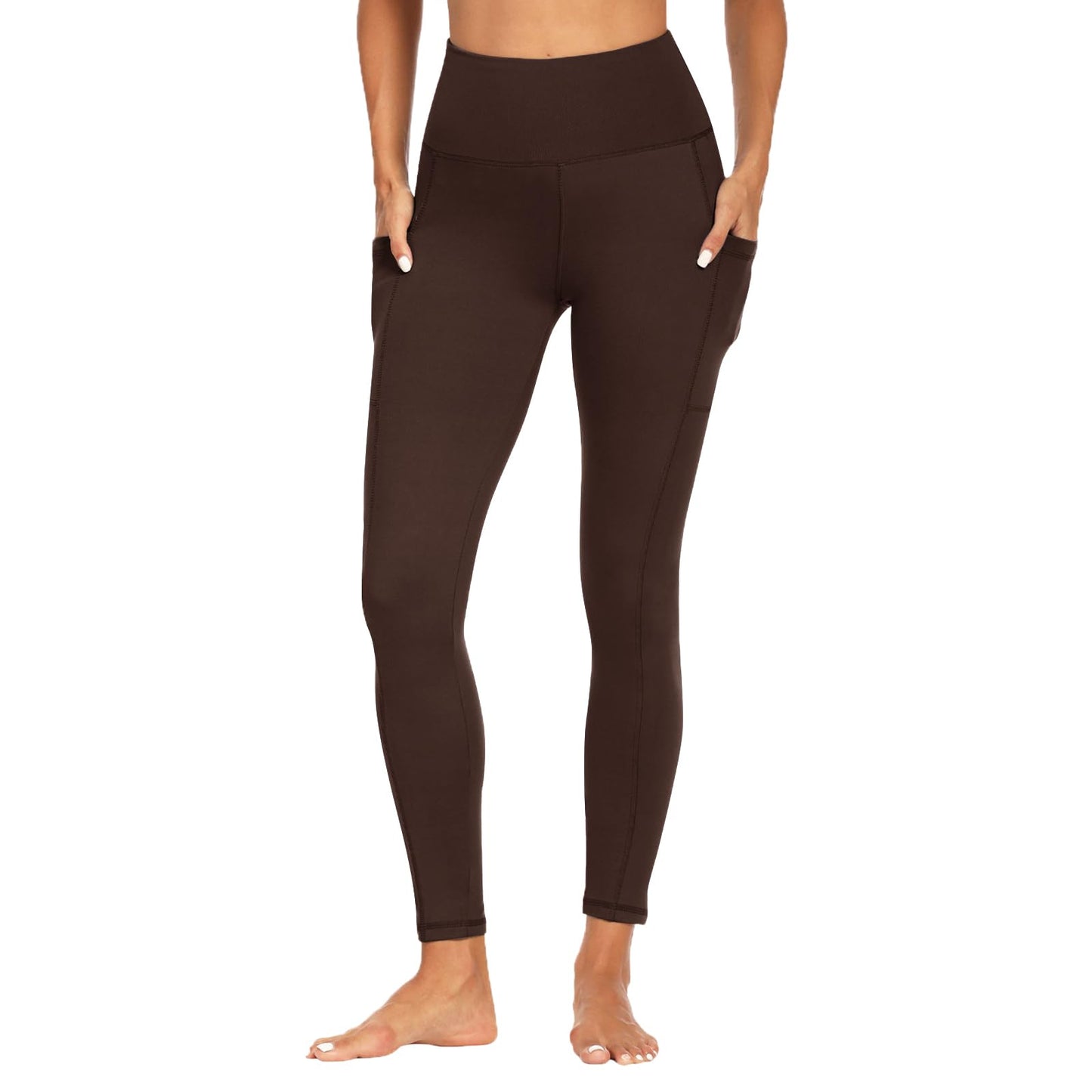 FOTOCITI Gym Leggings for Women with Pockets Black High Waisted Leggings Soft Elastic Opaque Tummy Control Slim Trousers Sports Workout Running Yoga Pants