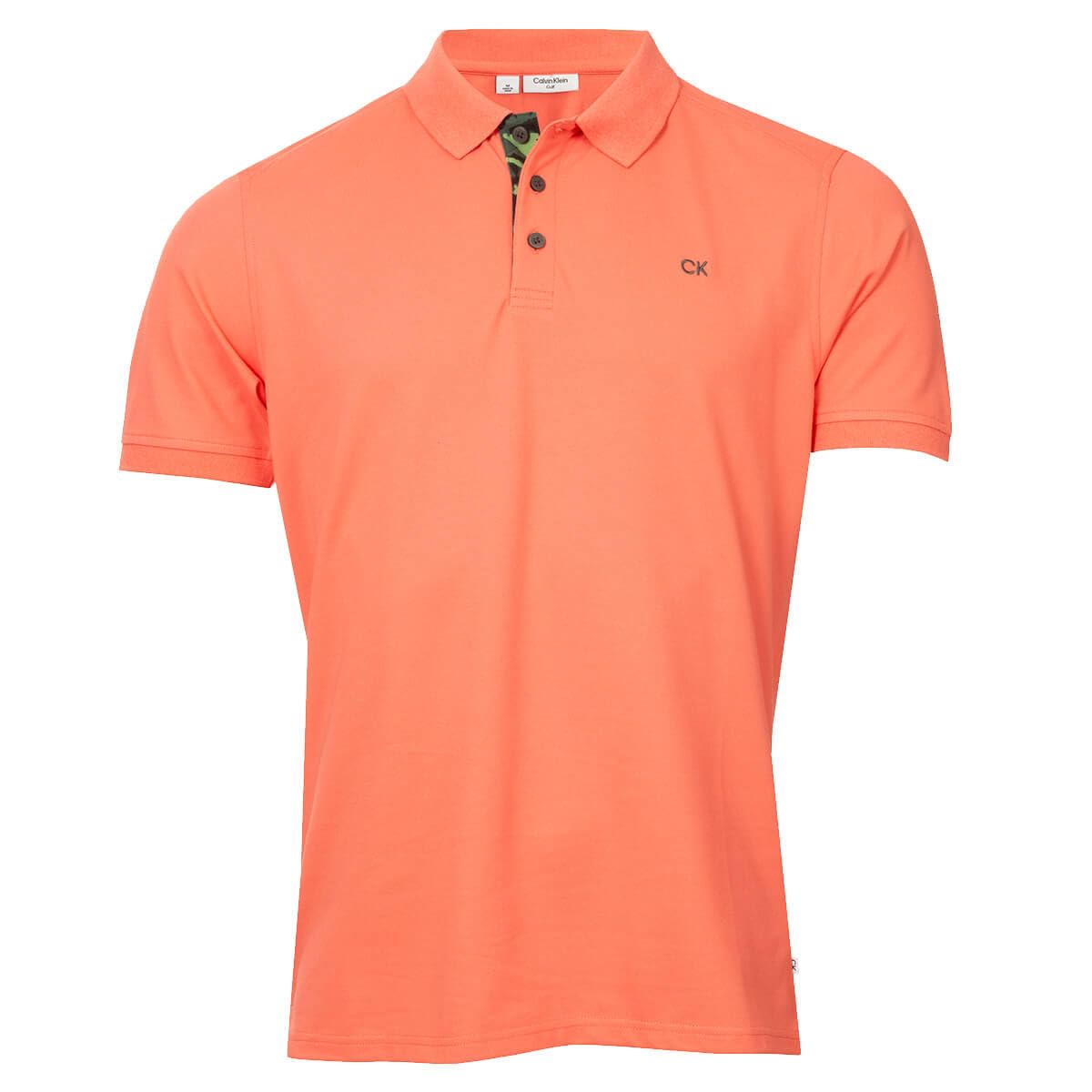Calvin Klein Mens 2025 Campus 3 Button Ribbed Collar Golf Polo Shirt