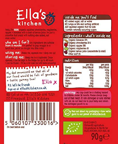Ella's Kitchen Organic Fruit Smoothie Assortment, Pack of 25 Pouches (10 x Red, 10 x Purple, 5 x Green)