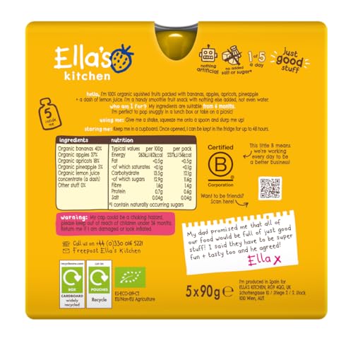 Ella's Kitchen Organic Fruit Smoothie Assortment, Pack of 25 Pouches (10 x Red, 10 x Purple, 5 x Green)