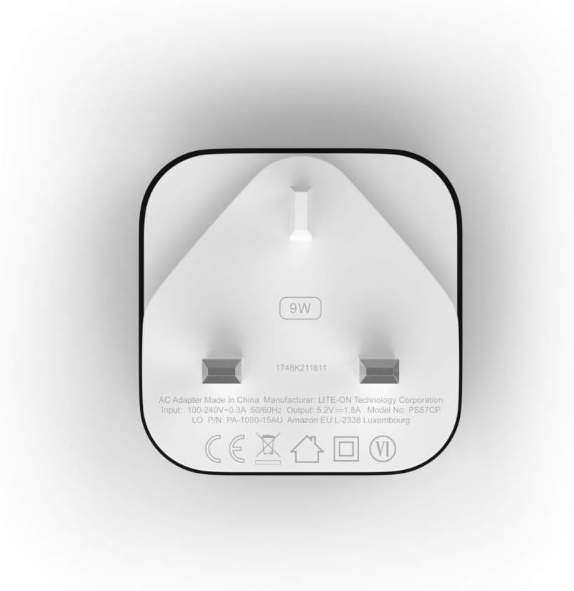 Amazon 9W PowerFast Original OEM USB Charger and Power Adaptor for Kindle E-readers, Fire Tablets and Echo Dot