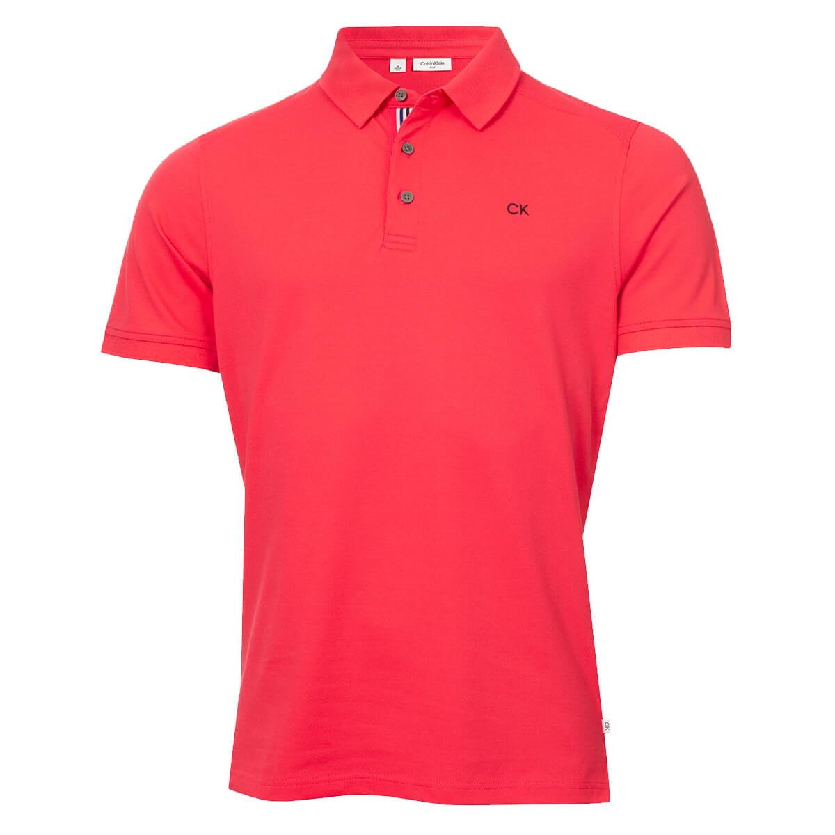 Calvin Klein Mens 2025 Campus 3 Button Ribbed Collar Golf Polo Shirt