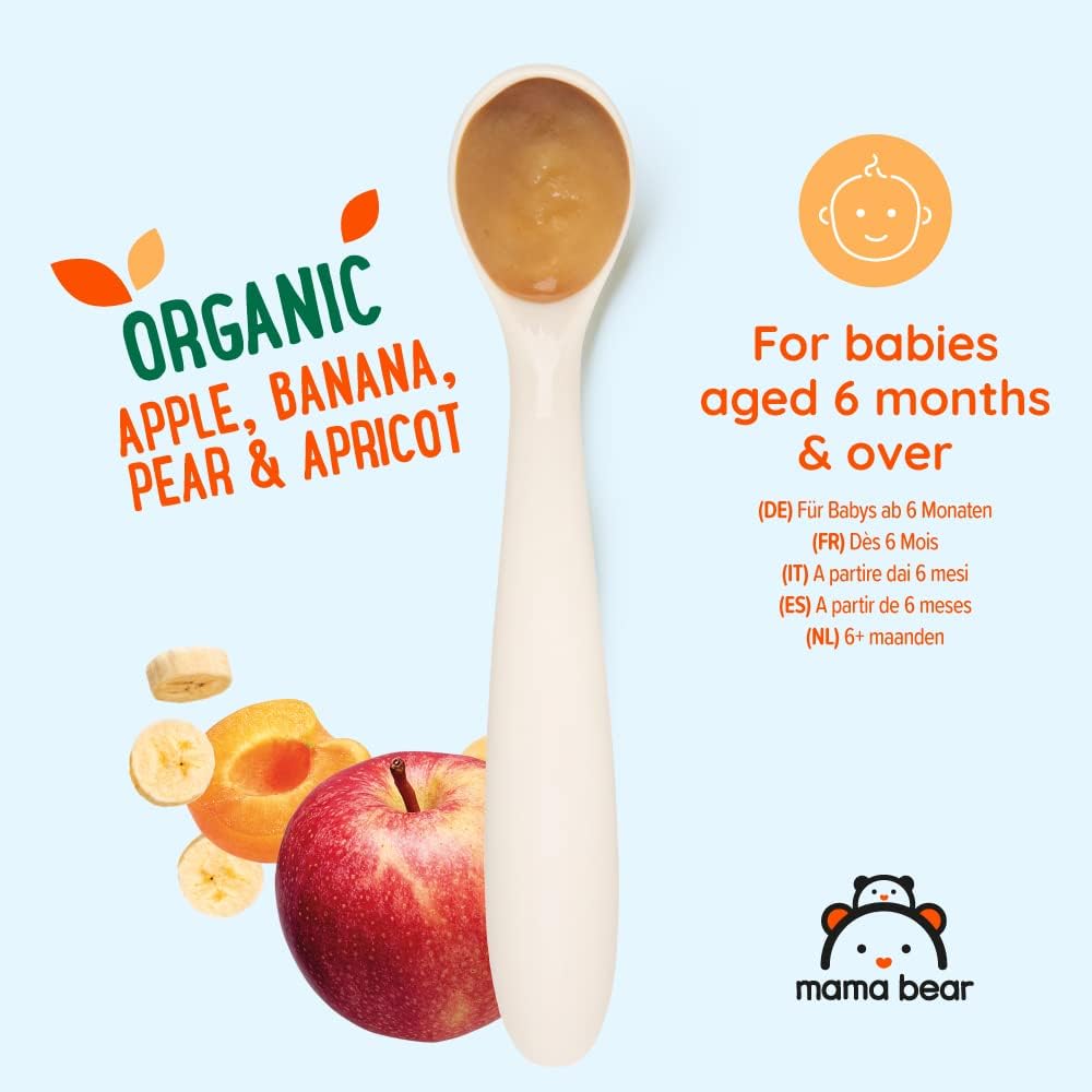 Amazon Brand - Mama Bear Fruit Pouch, Organic Apple, Banana and Strawberry Purée, vegetarian, 90 g (Pack of 6)