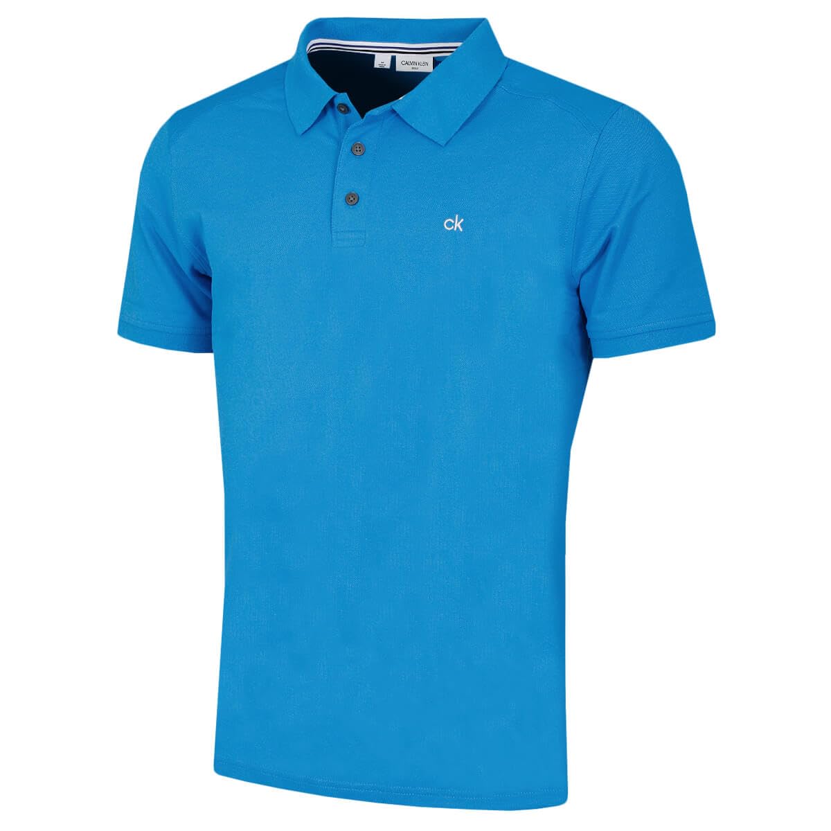 Calvin Klein Mens 2025 Campus 3 Button Ribbed Collar Golf Polo Shirt