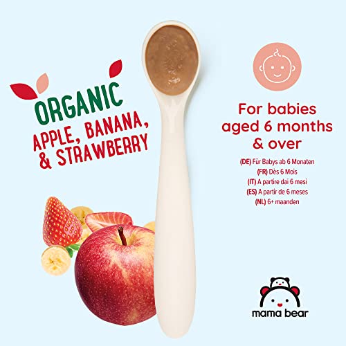 Amazon Brand - Mama Bear Fruit Pouch, Organic Apple, Banana and Strawberry Purée, vegetarian, 90 g (Pack of 6)