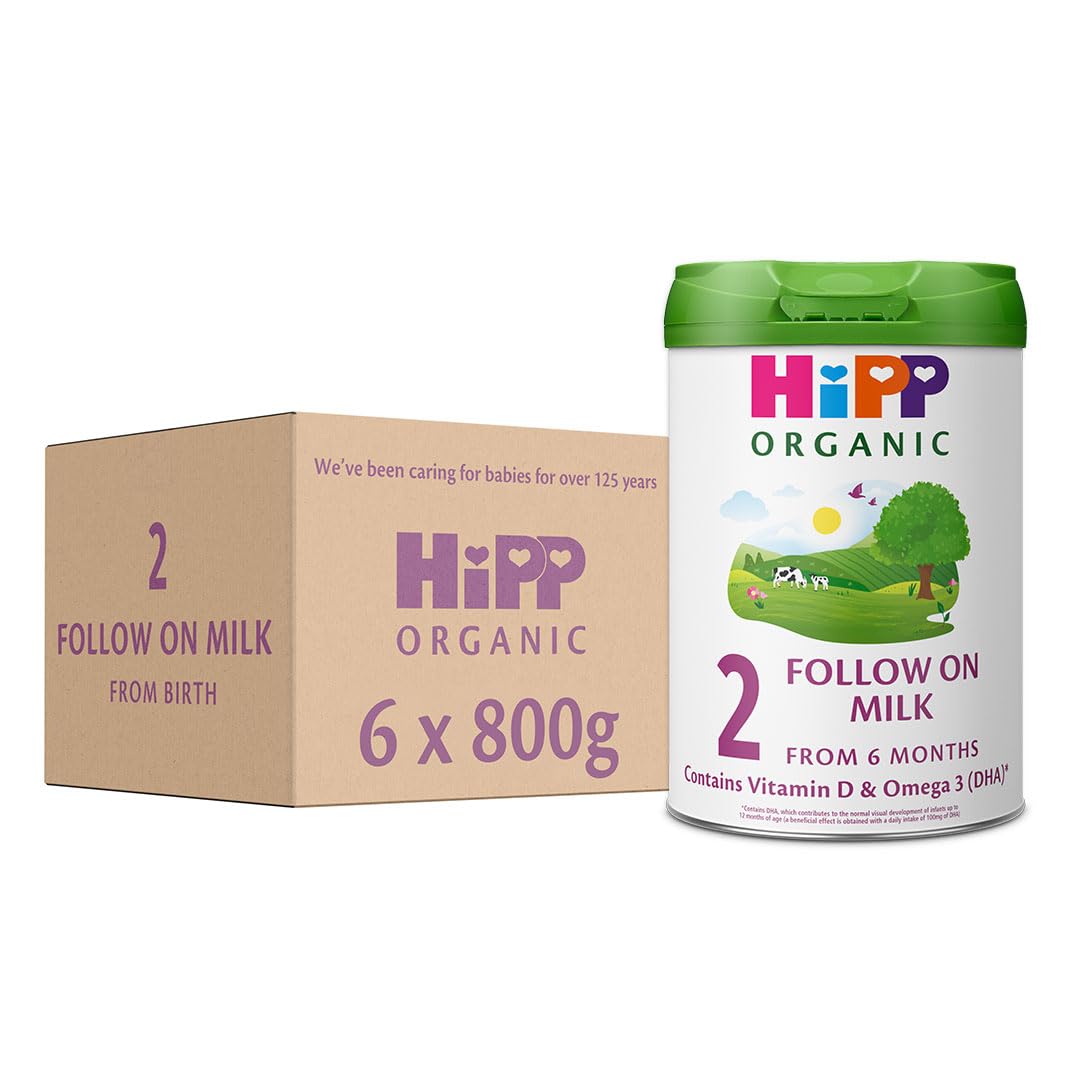 HiPP Organic 2 Follow on Baby Milk Powder Formula, From 6 Months, 800g (Pack of 4)