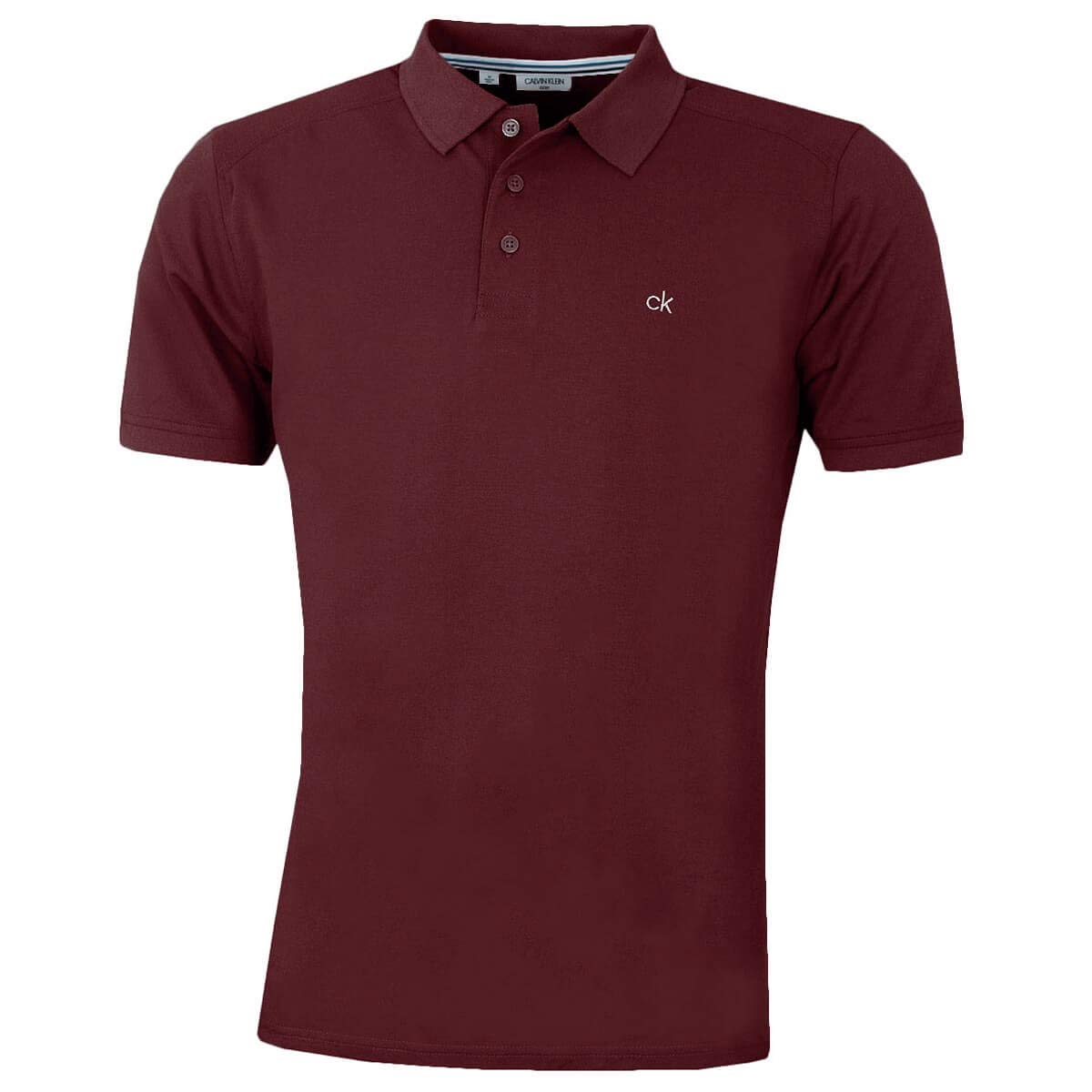Calvin Klein Mens 2025 Campus 3 Button Ribbed Collar Golf Polo Shirt
