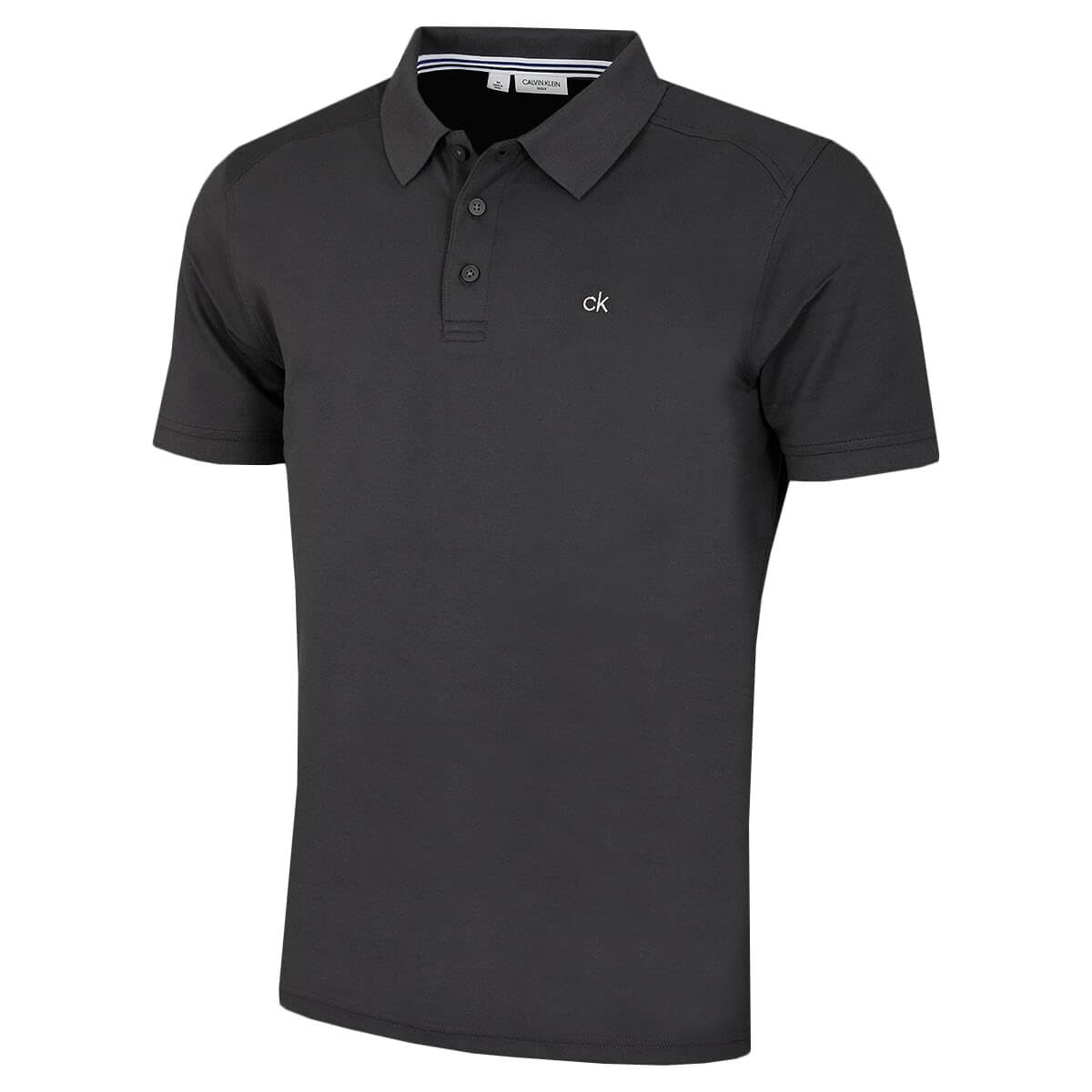 Calvin Klein Mens 2025 Campus 3 Button Ribbed Collar Golf Polo Shirt