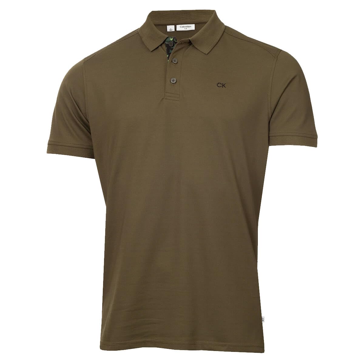 Calvin Klein Mens 2025 Campus 3 Button Ribbed Collar Golf Polo Shirt