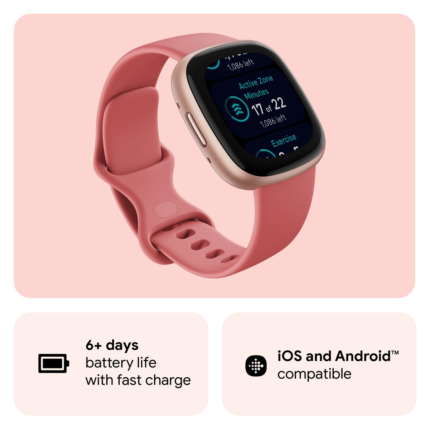 Google Fitbit Versa 4 Fitness Smartwatch with built-in GPS and up to 6 days battery life - compatible with iOS 15 or higher & Android OS 9.0 or higher
