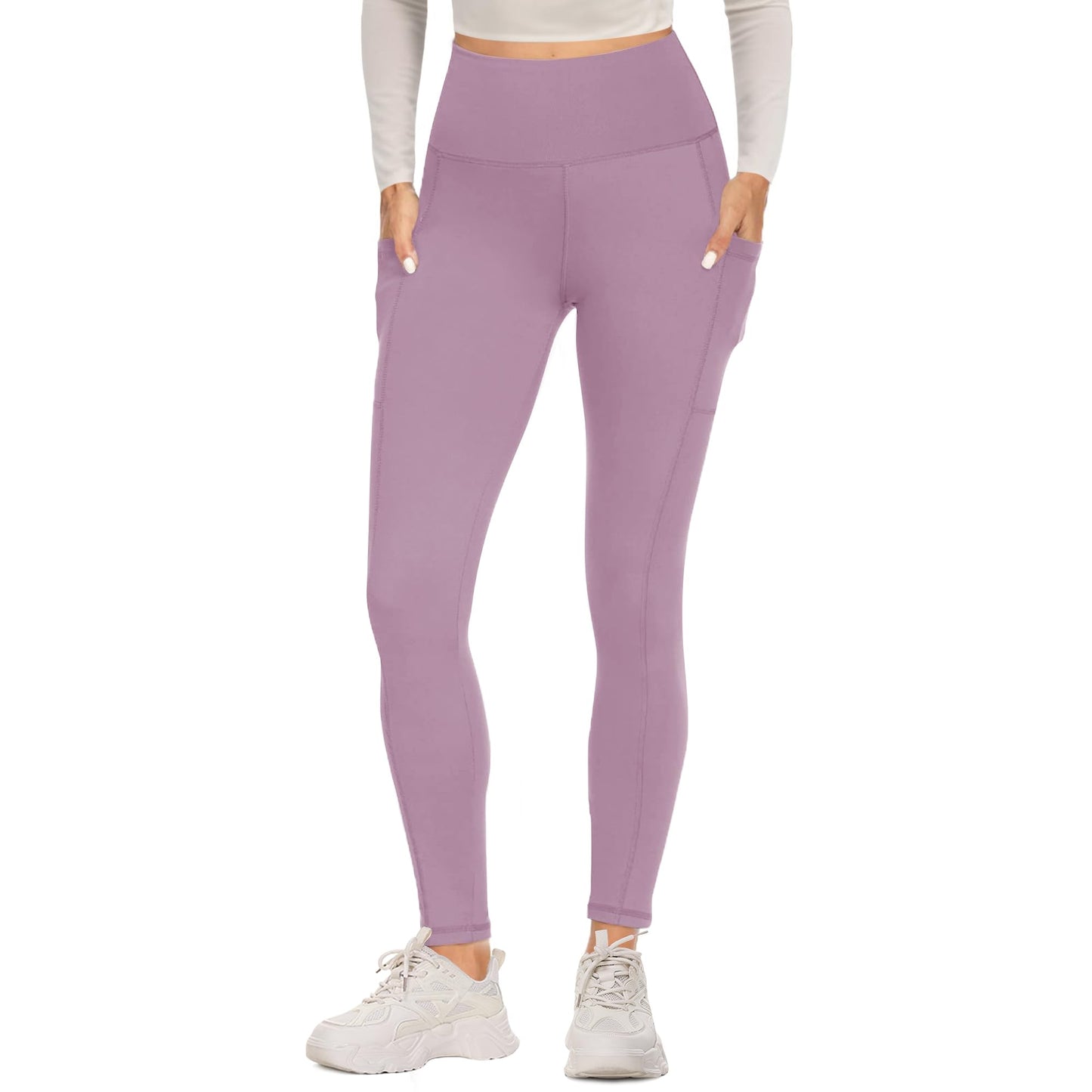 FOTOCITI Gym Leggings for Women with Pockets Black High Waisted Leggings Soft Elastic Opaque Tummy Control Slim Trousers Sports Workout Running Yoga Pants