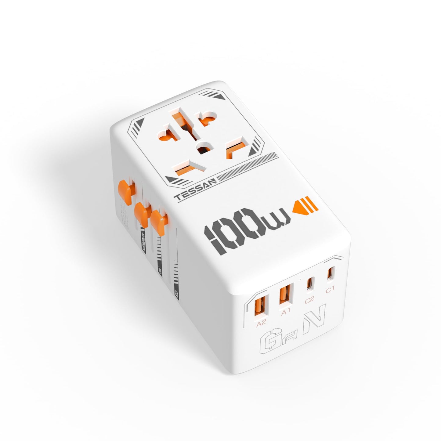 TESSAN Universal Travel Adapter Worldwide with 2 USB C and 2 USB A Ports