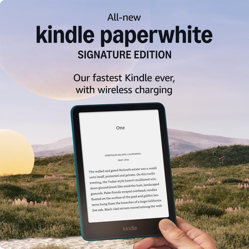 All-new Amazon Kindle Paperwhite Signature Edition (32 GB) – Our fastest Kindle with an auto-adjusting front light, wireless charging and weeks of battery life – Metallic Black + Kindle Unlimited