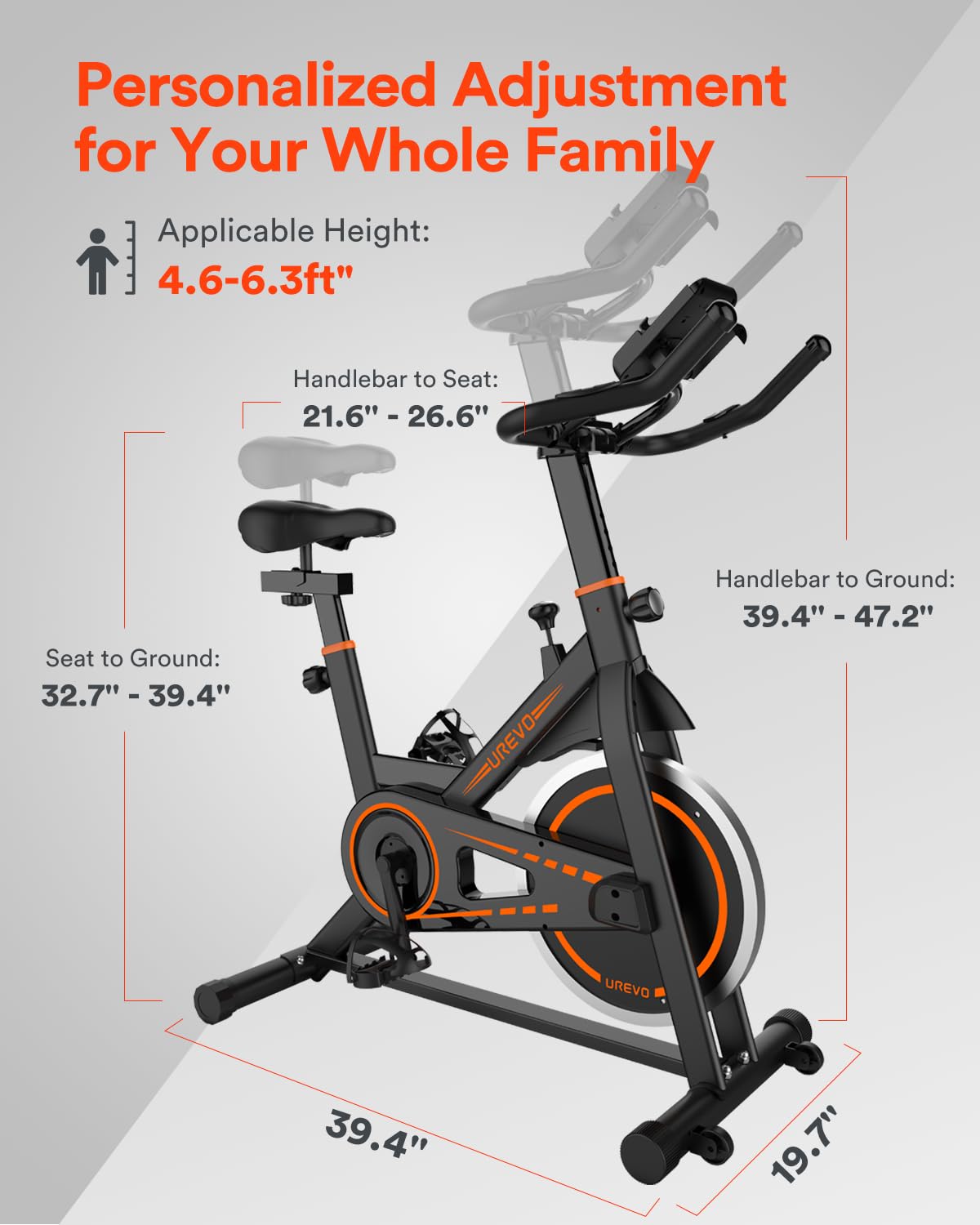 UREVO Magnetic Resistance Exercise Bike for Home, Indoor Cycling Bike with LCD Display, Stationary Spin Bike with 10kg Flywheel for Home Gym