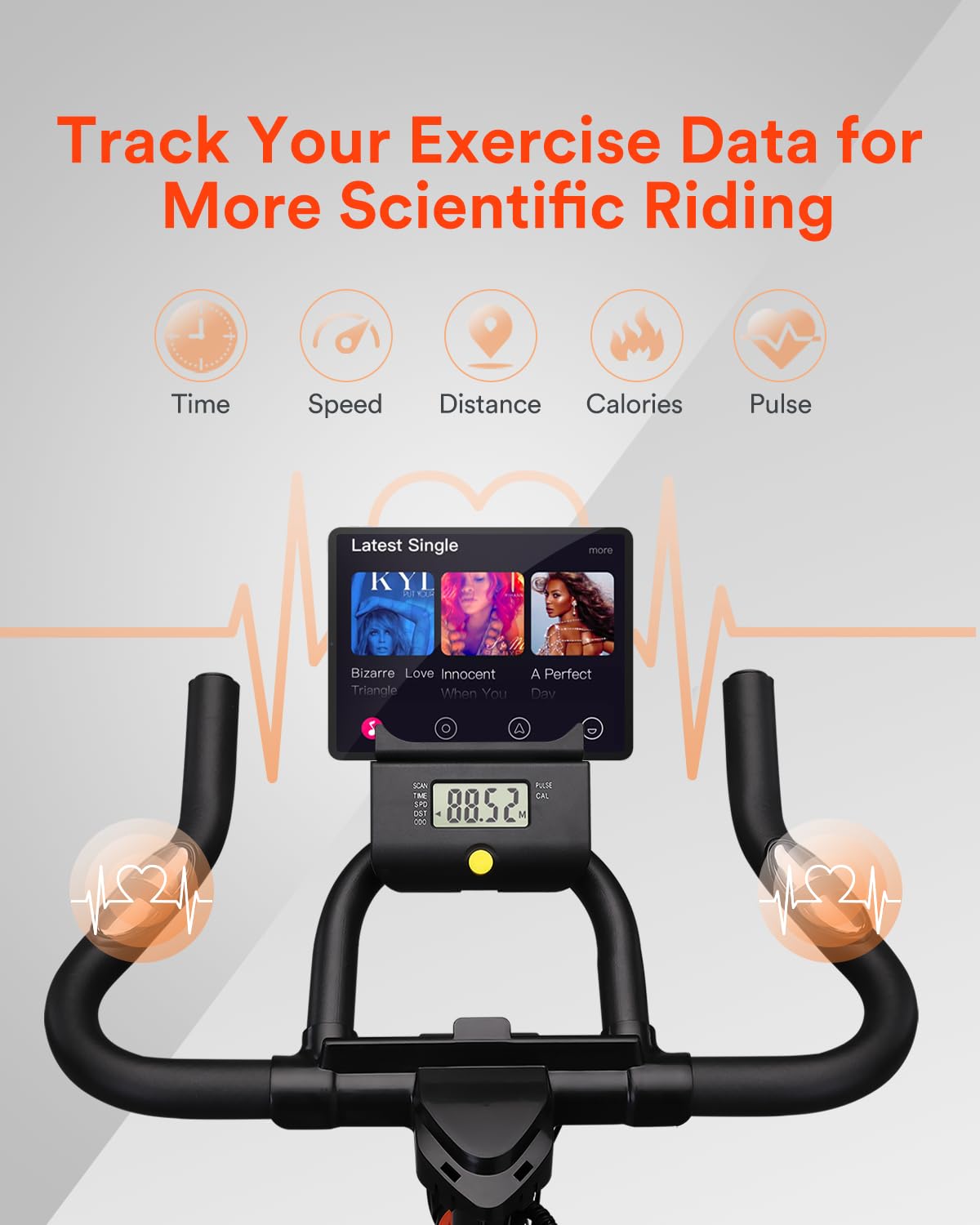 UREVO Magnetic Resistance Exercise Bike for Home, Indoor Cycling Bike with LCD Display, Stationary Spin Bike with 10kg Flywheel for Home Gym