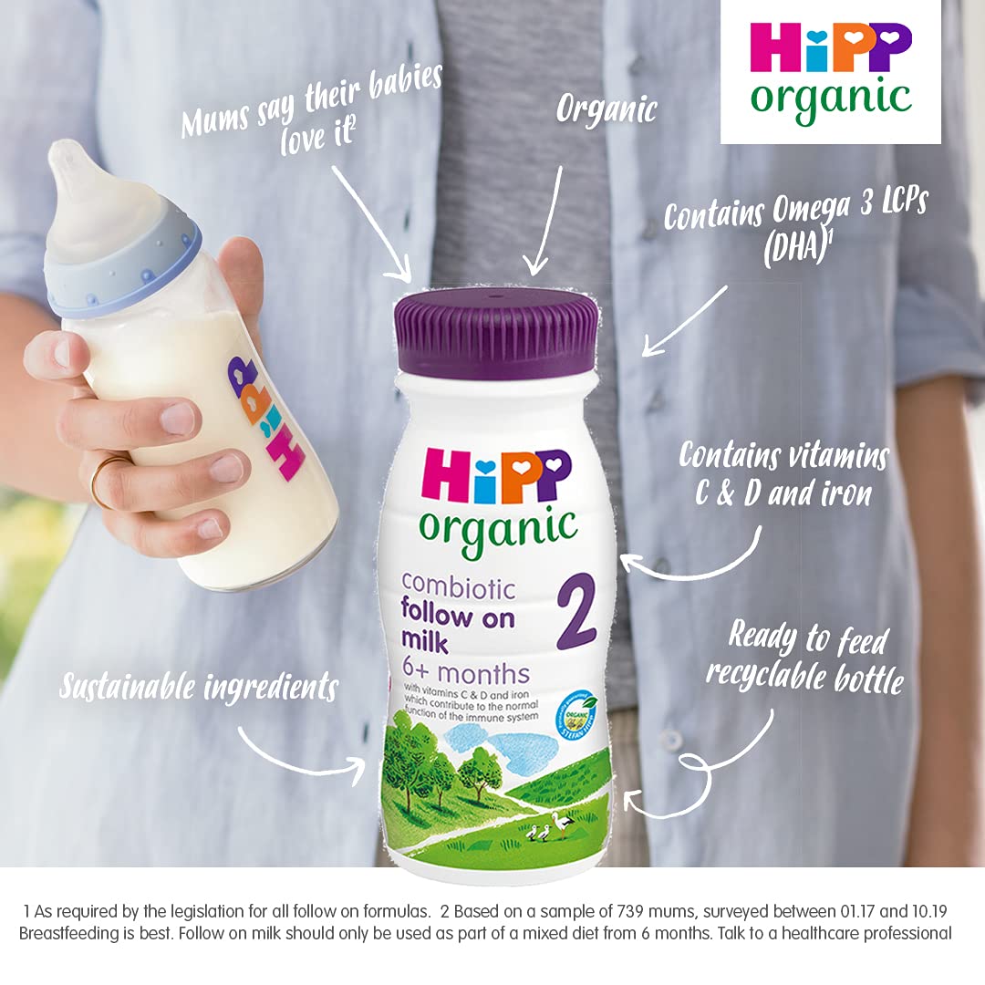 HiPP Organic 2 Follow on Baby Milk Powder Formula, From 6 Months, 800g (Pack of 4)