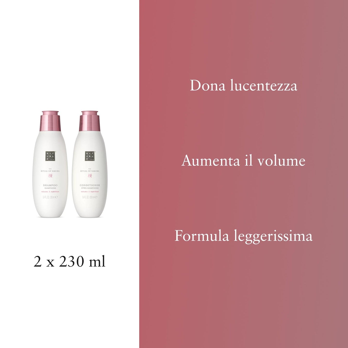 RITUALS The Ritual of Sakura Hair Care Pack - Nourishing Shampoo and Conditioner Gift Set with Wheat Protein, Chia Seeds, Rice and Macadamia Oil - Value Pack 2 x 250ml