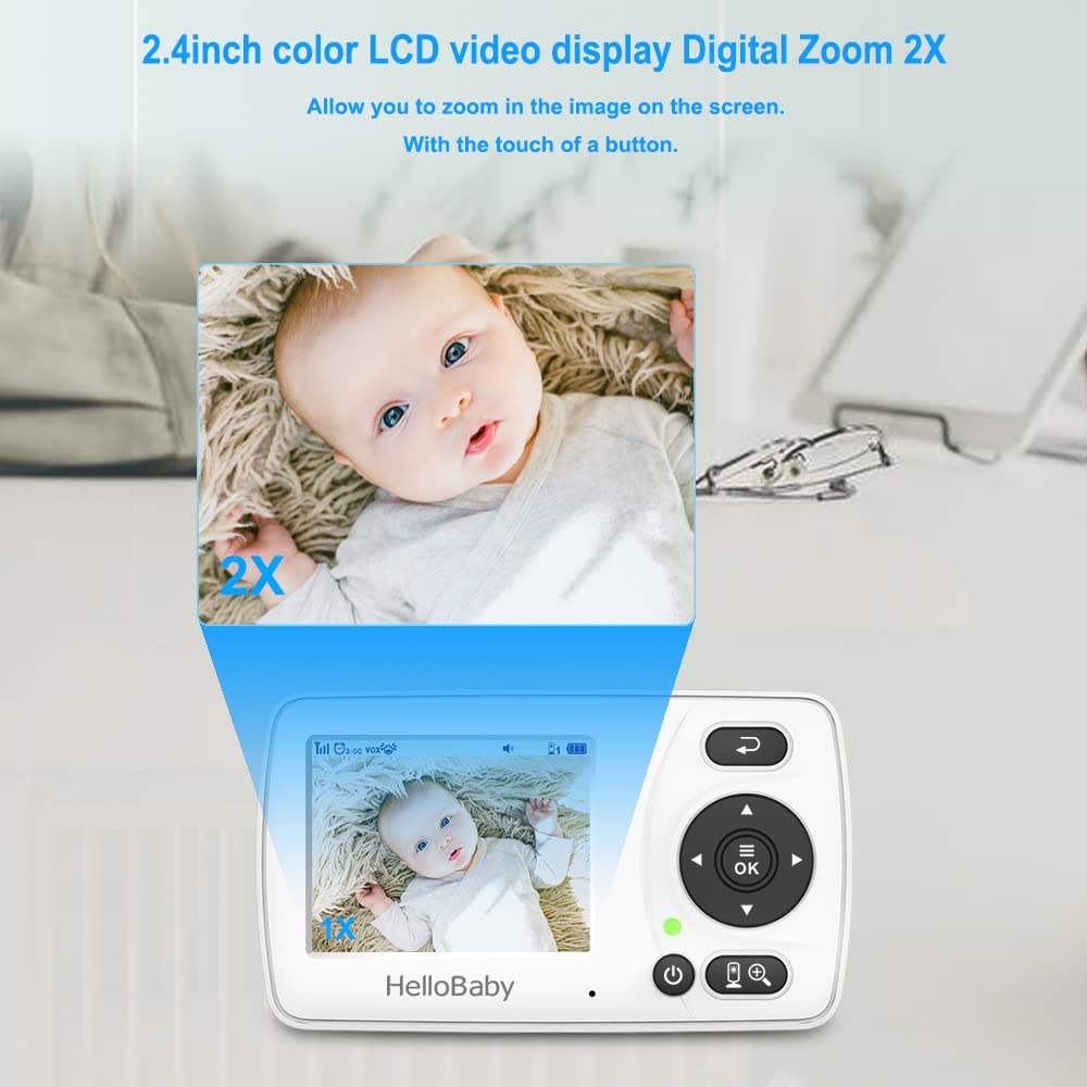 HelloBaby Baby Monitor,Hello Baby Monitor with Camera and Audio, 3.2''