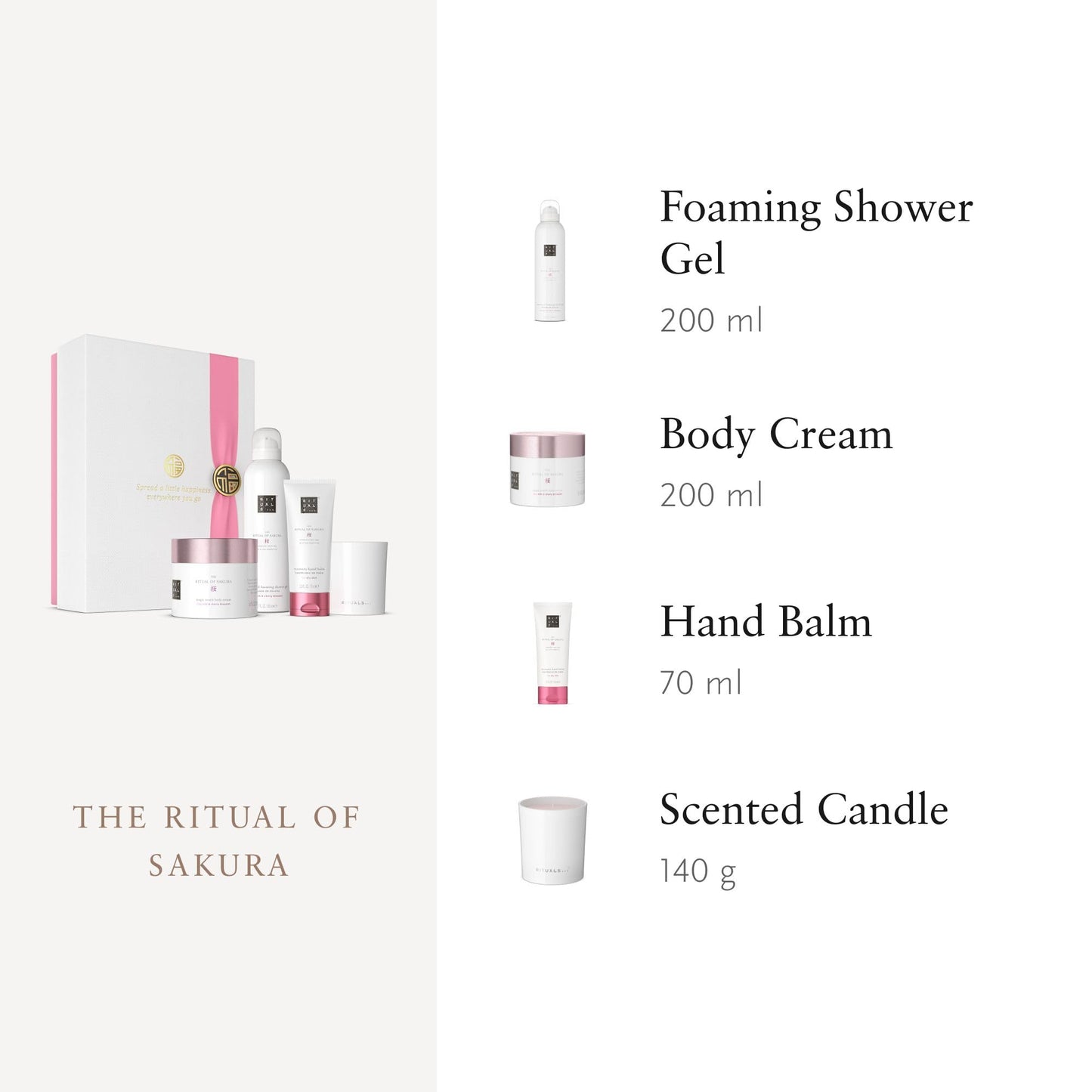 RITUALS Gift Set The Ritual of Sakura Small - Home and Skincare Products Enriched with Cherry Blossom and Rice Milk - Bath Gift Box with Renewing Properties