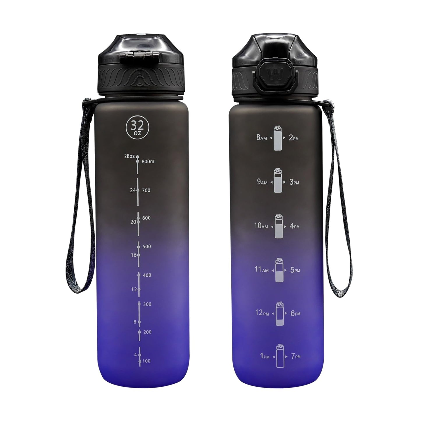 EYQ Water Bottle 1L / 500ML, 16oz / 32oz Leak-Proof Motivational Sports Drinks Bottle with Time Marker, Tritan BPA-Free, Drinking Waterbottles for Fitness, School, Gym, Outdoor Sports