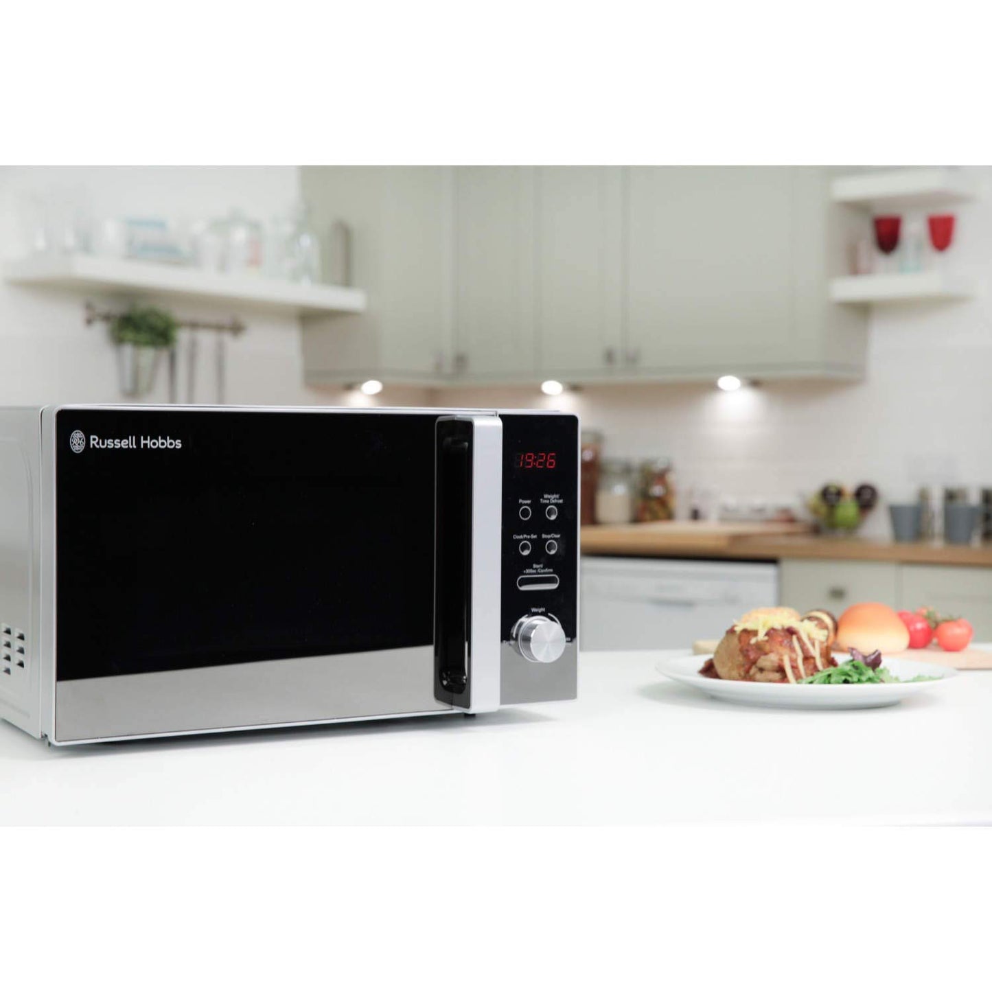 Russell Hobbs RHM2076B 20 Litre 800 W Black Digital Solo Microwave with 5 Power Levels, Automatic Defrost, 8 Auto Cook Menus, Clock and Timer, Easy Clean