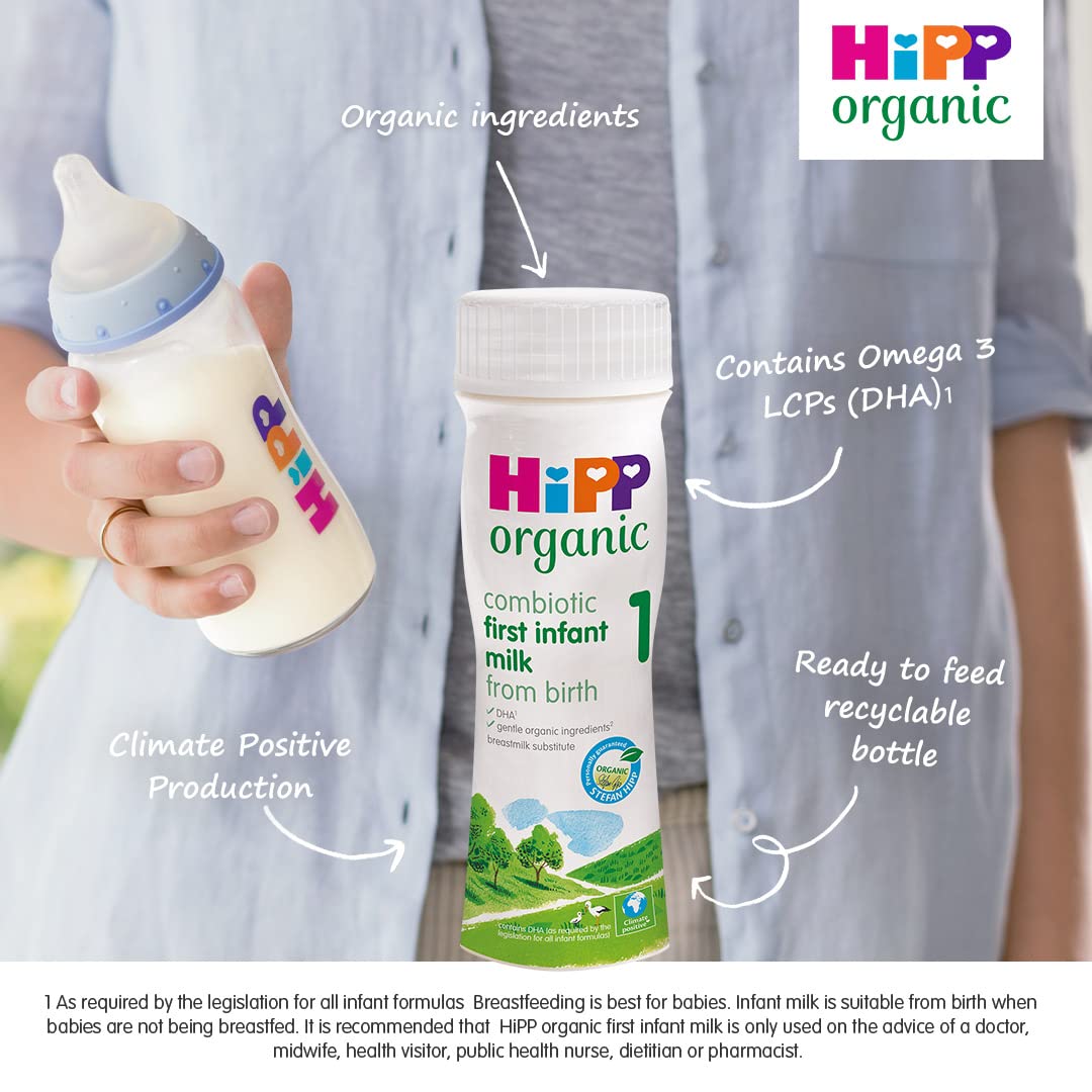 HiPP Organic 1 First Milk Ready To Feed 200ml (pack of 6)